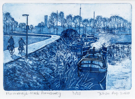 Purmerdijk, ets. Te zien tijdens Kunst in de Etalage.